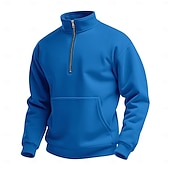 abordables Sudaderas Básicas_-Hombre Sudadera Sudadera con estampado de gofres Sudadera con un cuarto de cremallera Negro Blanco Azul Piscina Caqui Gris Media cremallera Plano Deporte Diario Festivos Poliéster Ropa de calle Casual