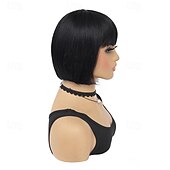 abordables Perruques sans bonnet-perruque de cheveux humains coupe courte ...