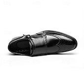 cheap Formal-Men&#039;s Brown Double Monk Strap Dress Shoes – Genuine Faux Leather Brogue Oxford Shoes for Formal Events and Office Wear
