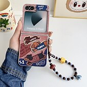 cheap Samsung Cases-Phone Case For Samsung Galaxy Z Flip 7 Z Flip 6 Z Flip 5 Z Flip 4 Z Flip 3 Back Cover with Wrist Strap Shockproof Retro Oxford Cloth PC