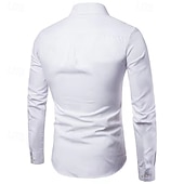 preiswerte Button-Down-Hemden für Herren-Herren Hemd Oberhemd Knopfhemd Glatt Hochzeit Party Schwarz Weiß Rosa Marineblau Langarm Kargen Frühling &amp; Herbst Bekleidung Tasche