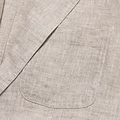 billige Herre Elite Yttertøy-Herre Blazer jakke Bryllup jubileum Fest Sommer Vår 100% Lin Lin Helfarge Enkelt Brystet Enn-knapp Blazer Navyblå Blå Beige