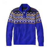 cheap Men&#039;s Pullover Sweater-Men&#039;s Pullover Sweater Jumper Knit Sweater Quarter Zip Pullover Sweater Ribbed Waffle Knit Regular Tops Knitted Argyle Quarter Zip Fashion Basic Vacation Daily Wear Clothing Apparel Fall &amp; Winter