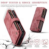 abordables Carcasas Samsung-Funda para teléfono Samsung Galaxy Z Fold 6 Z Fold 5 Z Fold 4 Z Fold 3 funda de billetera con soporte de pie cremallera retro TPU PU cuero