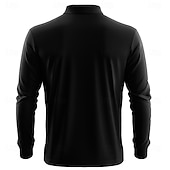 お買い得  メンズ ファンテキストポロ-男性用 レタード ジップポロシャツ ゴルフシャツ 長袖 ポロシャツ 襟付きシャツ カジュアル アウトドア ストリート 日常着 3Dプリント クォータージップポロ 春 秋冬 ブラック ブルー グリーン