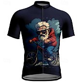 abordables Herretrøyer-Men's Cycling Jersey Graphic Short Sleeve Bike Tee Tshirt Jersey with 3 Rear Pockets Mountain Bike MTB Quick Dry Anatomic Design Wicking Breathable Sports Dark Grey Black Dark Navy Clothing Apparel