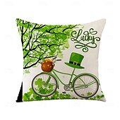 abordables Housse de coussin de vacances-Housse de coussin décorative pour la Saint-Patrick, 1 pièce, taie d&#039;oreiller carrée douce en forme de trèfle pour chambre à coucher, salon, canapé, chaise