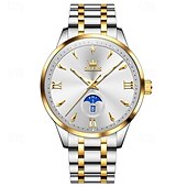 levne Quartz hodinky-olevs pánské business quartz hodinky s nočním viděním datumovka týdenní displej jednoduchý quartzový strojek módní a voděodolné sportovní hodinky