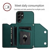 Недорогие Чехлы для Samsung-телефон Кейс для Назначение SSamsung Galaxy А53 А33 A12 A52 A13 S20 FE S25 Ультра Кейс на заднюю панель со стендом Разъем для карты Защита от удара Ретро ТПУ Кожа PU
