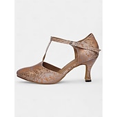 abordables Chaussures de danses latines-chaussures de danse latine métalliques élégantes pour femmes avec semelle en daim souple et bride en T | parfaites pour l&#039;entraînement et les performances
