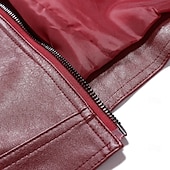 cheap Leather Jackets-Men&#039;s Faux Leather Jacket Transition Jacket Casual Jacket Biker Jacket Casual Thermal Warm Rain Waterproof Faux Fur Trim Fall Pure Color Casual Stand Collar Regular Regular Faux Leather Regular Fit