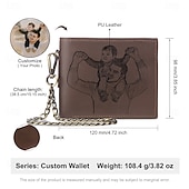 cheap For Men-Personalized Photo Engraved Leather Wallet Custom Best Gift for Dad, Bifold Wallet with Chain for Men, Husband, Son, Father&#039;s Day, Birthday, Christmas