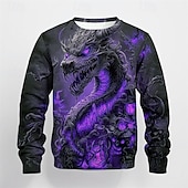 billiga Pojkens 3D-djur-Pojkar 3D Grafisk Drake T-shirt Långärmad Vår Höst Mode Grundläggande Barn 4-12 år Rund hals Utomhus Ledigt Dagligen Normal