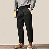 economico Pantaloni Elite da Uomo-Per uomo Joggers Pantaloni a carota affusolati Tasca Tinta unica Lunghezza intera All&#039;aperto Vacanza Feste Vacanza Vintage CachiA Nero Micro-elastico