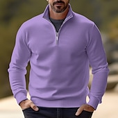 preiswerte Herrenpullover-Herren Pullover Kleid Pullover Strickpullover Overall Gerippt Stricken Standard Halfzip Troyer Schmaler Schnitt Glatt Ständer Basic Moderne zeitgenössische Arbeit Freizeitskleidung Bekleidung Winter
