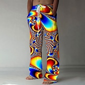 economico Pantaloni casual stampati da uomo-Per uomo Fantasia geometrica 3D Print Colore abbagliante Pantaloni Pantaloni casual Vita normale Vita elastica con coulisse Hawaiano Informale Esterno Da mare Per eventi Pantaloni a gamba dritta