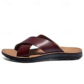 abordables sandales d&#039;extérieur-sandales décontractées à brides croisées pour hommes, chaussures d&#039;été confortables en similicuir pour l&#039;extérieur et la plage
