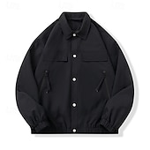 baratos Casacos &amp; Sobretudos para Homem-Homens jaqueta leve Jaqueta utilitária Jaqueta Carga Jaqueta de Transição Férias Diário Anti-desgaste Bolsos Outono &amp; inverno Tecido Moda Clássico Lapela Padrão Preto Branco Amarelo Cinzento Casaco