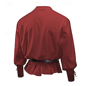 cheap Tops-Medieval Renaissance 17th Century Medium Length Blouse / Shirt Cosplay Costume Ren Faire Knight Ritter Celtic Knight Drawstring Solid Color Men&#039;s Celtic Pirate Masquerade Casual Daily Renaissance Fair