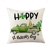 abordables Housse de coussin de vacances-Housse de coussin décorative pour la Saint-Patrick, 1 pièce, taie d&#039;oreiller carrée douce en forme de trèfle pour chambre à coucher, salon, canapé, chaise