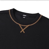 billiga Våffelstickad t-shirt-Herr Våffeltröja T-shirt Våffelstickad t-shirt Långärmad Rund hals Sommar Vår Höst Ensfärgat Stickat Mode Dagligen Färgblock Formell Utomhus Hem Svart Grön Topp t-shirt för män