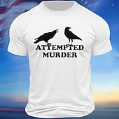 cheap Men's Graphic T Shirt-Men's Funny Attempted Murder Crow Pun Graphic T-Shirt, Raven Short Sleeve Tee