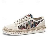 abordables Baskets Décontractées-baskets décontractées en toile pour hommes avec imprimé tribal et semelle en corde de jute – chaussures confortables au quotidien