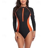 billiga Utslag-Dam Rash-guards Baddräkt Lättvikt Långärmad Kroppsdräkt Baddräkt Dragkedja fram Simmning Surfing Strand Vattensport Blommig Tryckt Sommar Vår Höst