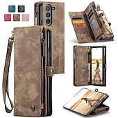 cheap Samsung Cases-Phone Case For Samsung Galaxy Z Fold 6 Z Fold 5 Z Fold 4 Wallet Case with Stand Holder Zipper with Wrist Strap Retro TPU PU Leather