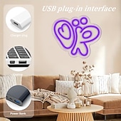 abordables Lampes néon led-Panneau lumineux au néon lumineux Olivia, lumière LED violette à intensité variable, interrupteur alimenté par USB, parfait pour la chambre à coucher, le salon, le dortoir universitaire, la décoration de la chambre des filles, cadeau unique, décorations m