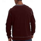 billiga grundläggande t-shirts-Herr T-shirt T-shirts T-tröja Långärmad tröja Långärmad V-hals Vår &amp; Höst Lappverk Mode Designer Grundläggande Lappverk Semester Gata Utekväll Svart Vin Kungsblå Topp t-shirt för män