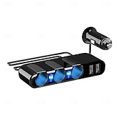 levne Nabíječky do auta-3cestná zásuvka do autozapalovače rozdělovač dual usb nabíječka do auta rozdělovač adaptér 5v 3.5a 120w univerzální zásuvka do zapalovače s LED světly vhodná pro telefony gps dvr nabíjení