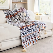 abordables Couvertures et plaids-Couverture tissée bohème au design de pompon complexe, douce et durable, parfaite pour les lits, les canapés ou les chaises, ajoute une touche bohème unique à votre espace de vie, élégante et