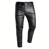 baratos calça casual-Homens Calças cônicas Calças Lederhosen Botões Bolsos Tecido Conforto Ao ar livre Diário Moda Casual Preto Micro-Elástica