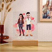 cheap Wedding Gift-Personalized Acrylic Night Light - Customized Couple Holding Hands Design with Big Head Photos Perfect Gift for Lovers Wedding Anniversary 1pc