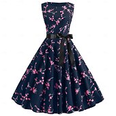olcso Ruhák-Elegáns Κλασσική 1950-es Ruhák Virágos A-vonalú Jelmez Női Valentin nap Esemény / Buli Randi Zsúr Felnőttek Ruha Tavaszi nyár