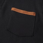 preiswerte Lässiges Henley-T-Shirt-Herren Waffel-T-Shirt Waffel-Henley-Hemd Langarm V Ausschnitt Frühling &amp; Herbst Einfarbig Mode Basic Falscher Zweiteiler Straße Lässig Sport Schwarz Marinenblau Hell Gray Top T-Shirt für Herren