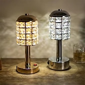 abordables Lampes de table-lampe de table en cristal à LED dorée - lampe de chevet rechargeable USB minimaliste moderne avec blanc chaud &amp;double température de couleur pour la décoration de la chambre, du café et du restaurant