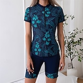 abordables Lycra de surf-Femmes Maillot de Bain Rash Guard Protection Solaire UV Respirant Séchage Rapide manche longue Maillot de Bain Maillot de bain 2 pièces ​fermeture éclair sur le devant Natation Surf Sports Nautiques