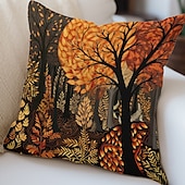 cheap Floral &amp; Plants Style-Art Forest Double Side Pillow Cover 1PC Soft Decorative Square Cushion Case Pillowcase for Bedroom Livingroom Sofa Couch Chair