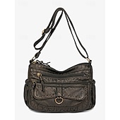 economico Borse a Tracolla-borsa a tracolla vintage in similpelle marrone da donna con più tasche - casual ed elegante, perfetta per l&#039;uso quotidiano