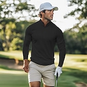 cheap Men&#039;s Classic Polo-Men&#039;s Polo Shirts Golf Polos Shirts Formal Casual Quarter Zip Long Sleeve Fashion Comfortable Solid Color Zip Up Quick Dry Summer Spring Fall Black White Polo Shirts