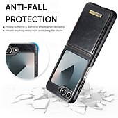 Χαμηλού Κόστους Samsung Θήκη-τηλέφωνο tok Για Samsung Galaxy Z Flip 6 Πίσω Κάλυμμα με βάση στήριξης Μαγνητική Υποστήριξη ασύρματης φόρτισης Ρετρό TPU PU δέρμα