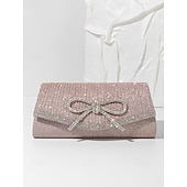 baratos Casamento ACC-bolsa clutch azul com glitter e detalhe de laço de strass, bolsa de noite elegante para mulheres, perfeita para casamentos, festas e eventos formais prata preto azul