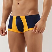 cheap Men&#039;s Boxers Underwear-Men&#039;s 1 PCS Boxers Underwear Boxer Shorts Patchwork Spandex Breathable Soft Comfortable Color Block Letter &amp; Number Mid Rise Black Red