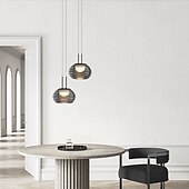 baratos Luzes pendentes-moderno minimalista listrado redondo alumínio vidro led pingente luz 110-240v