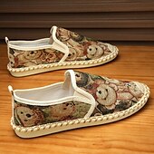 cheap Men&#039;s Slip-ons &amp; Loafers-Men&#039;s Animal Print Canvas Espadrille Slip-On Shoes with Jute Rope Sole – Comfortable Casual Summer Footwear