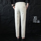 abordables Mince-Homme Remise de diplôme Dress Pants works Pantalon Naples Pantalons Chinos Boutons Avec Poches Jambe Droite Uni Confort Formel Soirée Travail Mode Style Classique Noir Blanche Micro-Élastique