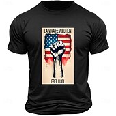 abordables T-shirt graphique pour hommes-Homme Drapeau Américain Imprimé Lettre T-shirt 100% Coton Manche Courte Graphique Chemise Noir Blanche Vert Véronèse T-shirt confortable Vacances Rue Vêtements de créateurs de mode