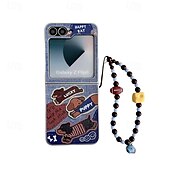 cheap Samsung Cases-Phone Case For Samsung Galaxy Z Flip 7 Z Flip 6 Z Flip 5 Z Flip 4 Z Flip 3 Back Cover with Wrist Strap Shockproof Retro Oxford Cloth PC